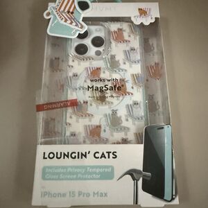 MVMT iPhone 15 Pro Max Magnetic Case Magsafe Lounging Cats In Beach Chairs New